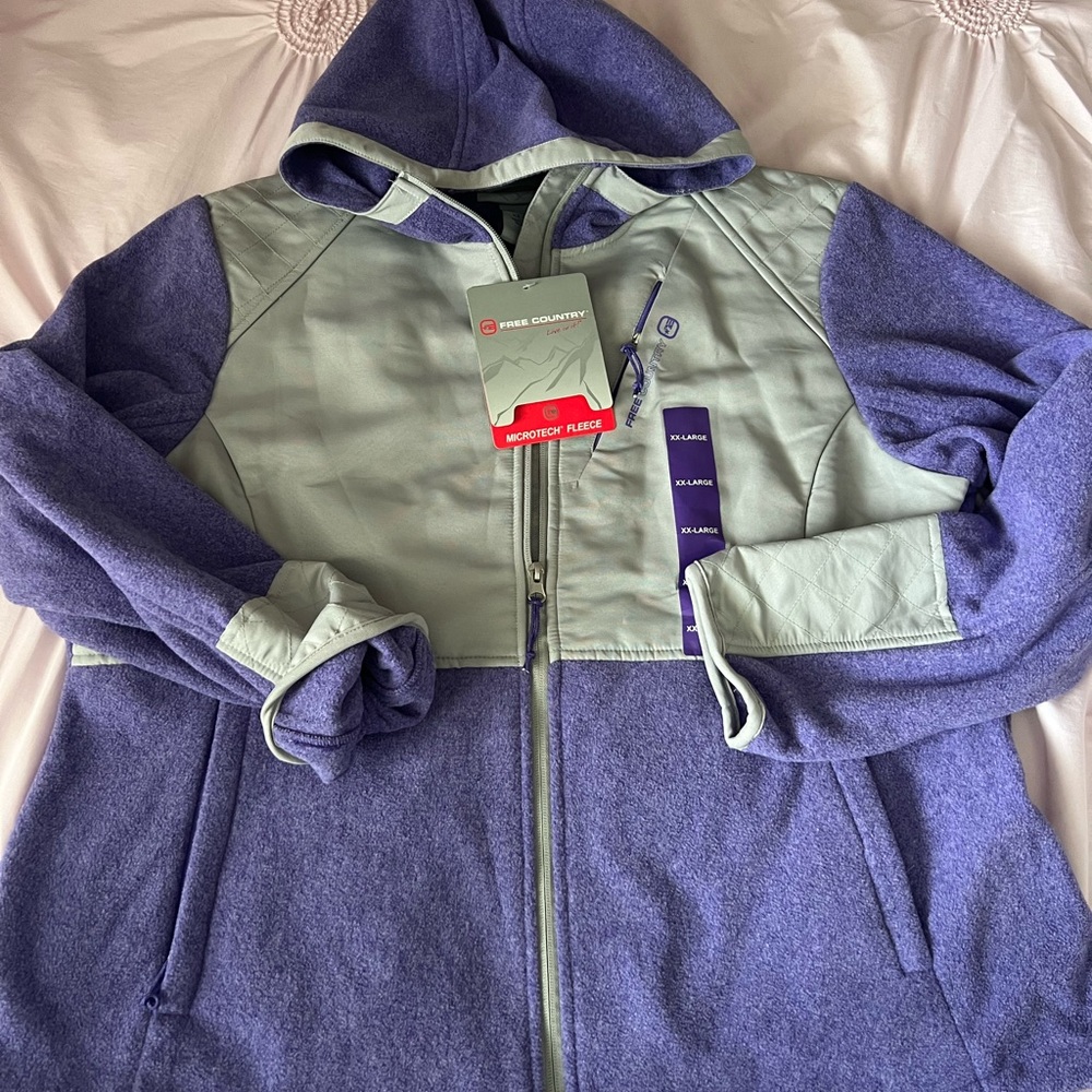 Ladies Fleece Lavender and Light Gray  Jacket XXL NWT Free Country